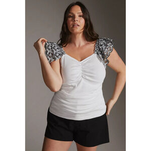 Ruffle-Sleeve Eyelet Top 3x NWT